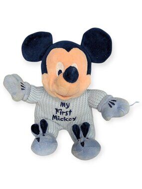 Vintage My First Mickey Plush - Blue & Peach Baby Toy